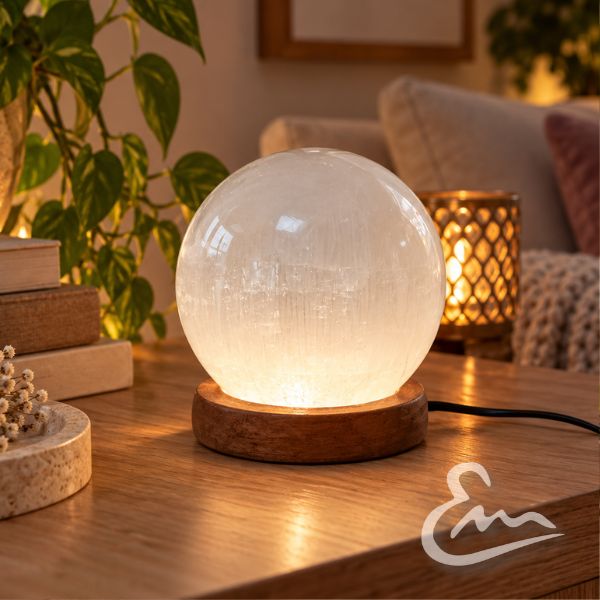 lámpara de selenita blanca con base de madera – luz led multicolor (1) lámpara de selenita blanca con base de madera – luz led multicolor (1)